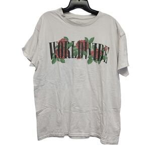 Popular Poison Mens Large World Divide Roses 100% Cotton Short Sleeve Tee Shirt